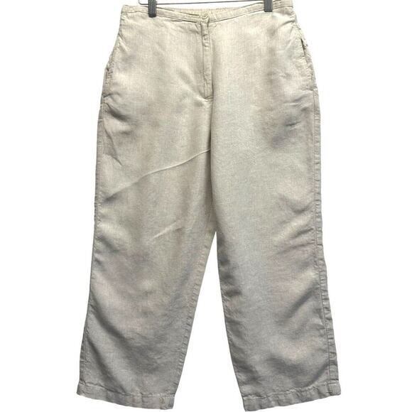 L.L. Bean Women's Premium Washable 100% Linen Pants Tan 12P Gorpcore Vintage - Picture 1 of 9